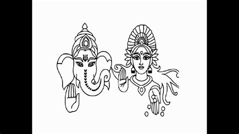 ganesh lakshmi bhagyashali draw|Laxmi Ganesh Outline Drawing Easy .